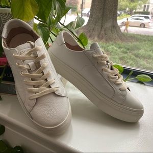NEW Soludos Ibiza Platform White Leather Sneaker